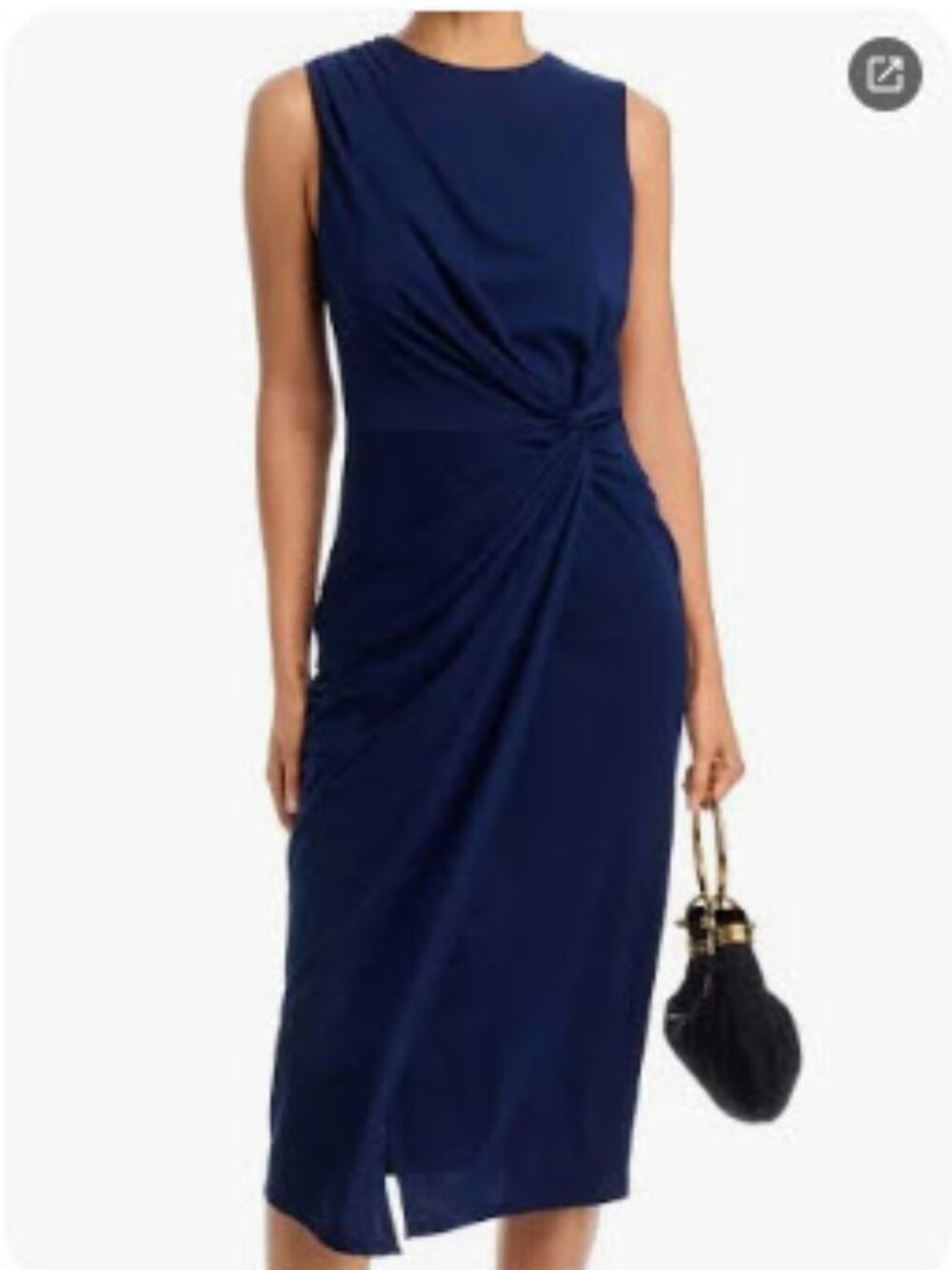 Express Navy Blue Sleeveless Ruched Sheath Midi Dress Size L NWT!